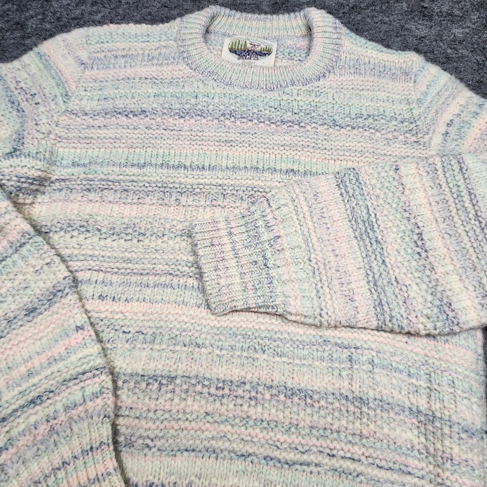 Merrimac Valley Alps Vintage Ladies Wool Pullover Crewneck Sweater Pastel Small